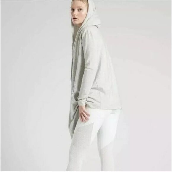 Athleta Vista Wrap Open Front Hoodie Sweatshirt Size LARGE - Picture 2 of 5
